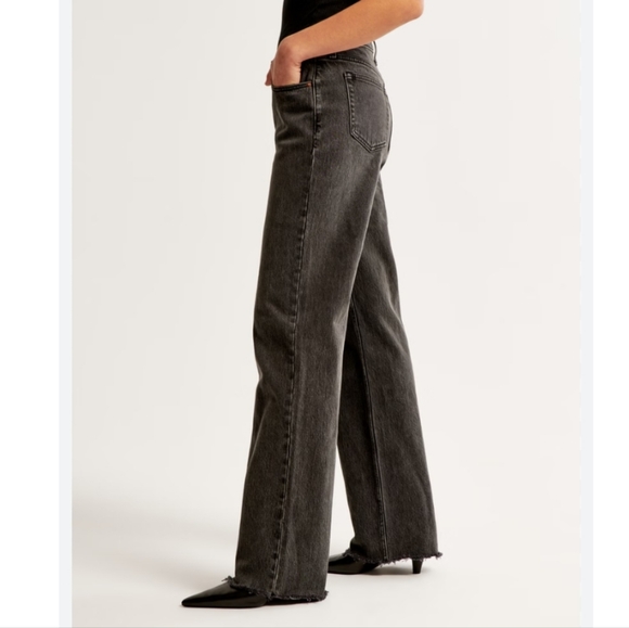 Abercrombie & Fitch The 90s Baggy Low Rise Jeans In Dark Grey/black Size 29/8 L - Picture 2 of 9